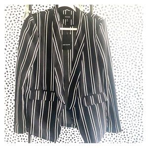Pinstripe Blazer (black and white)
